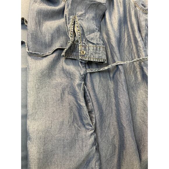 Time and Tru Denim Roll Up Sleeve Knee Length Collared Dress Pockets XL 16/18 - Picture 11 of 11